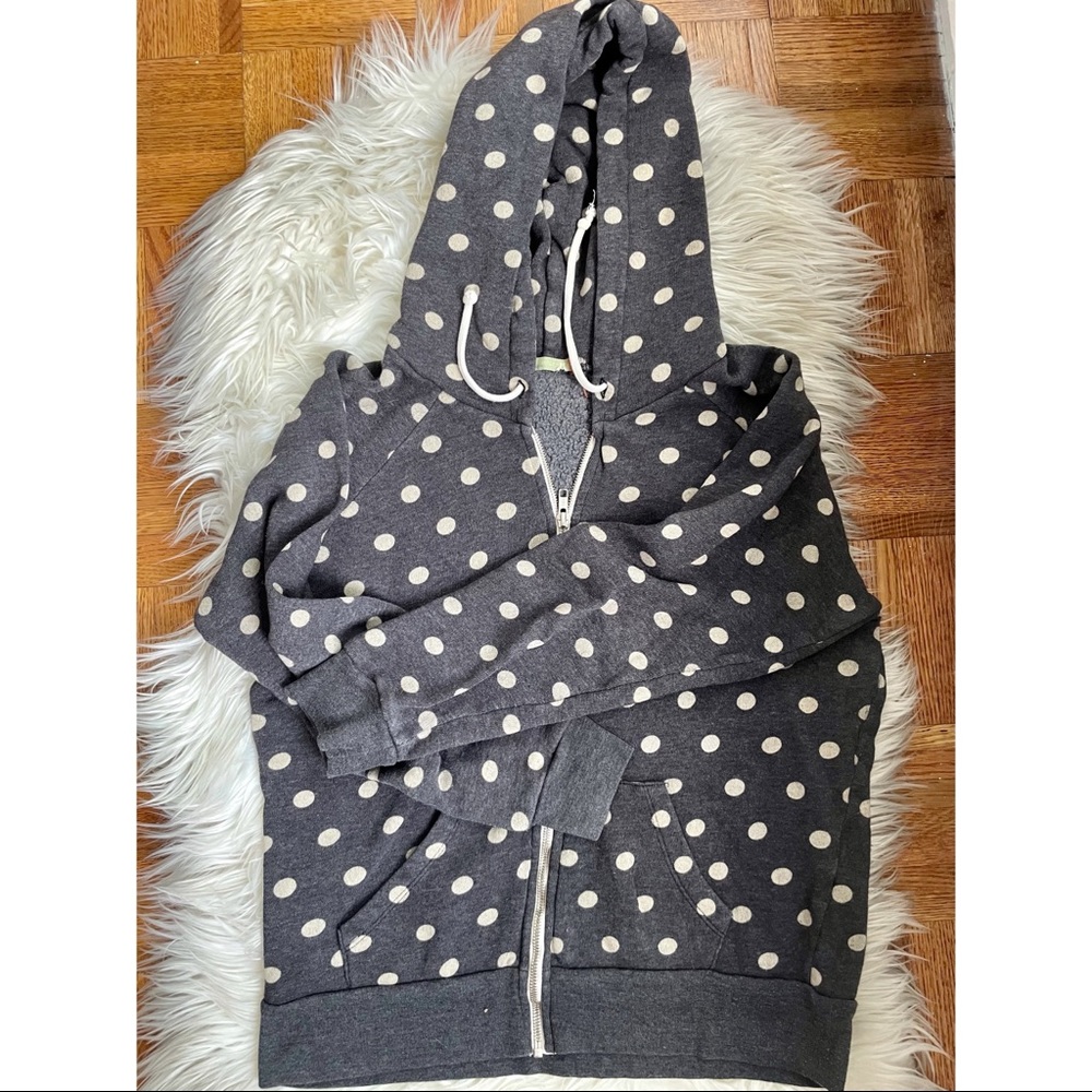 Polka Dot Grey Fleece Hoodie